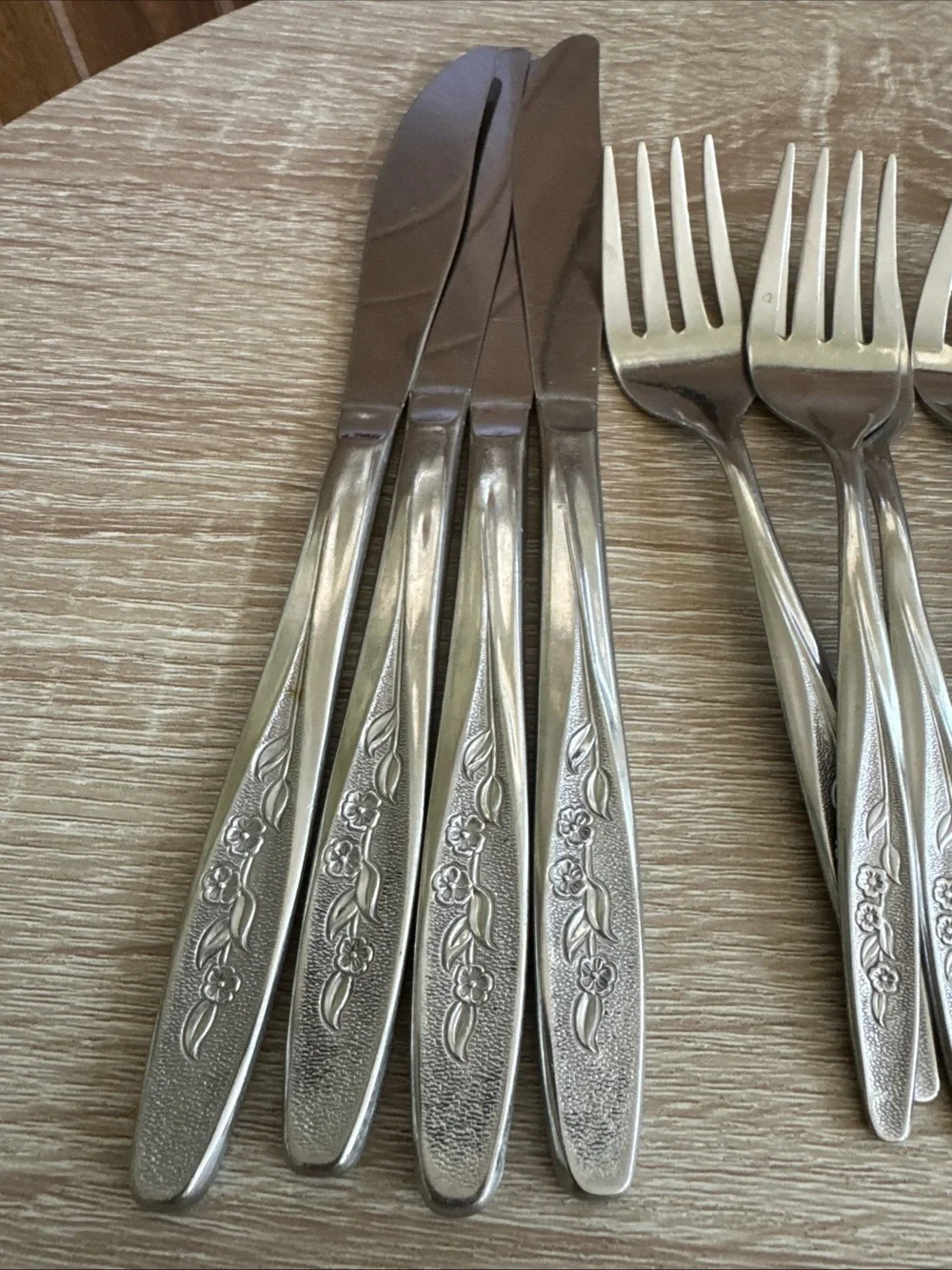 Vintage Superior Stainless Radiant Rose Stainless Steel Floral Flatware Set